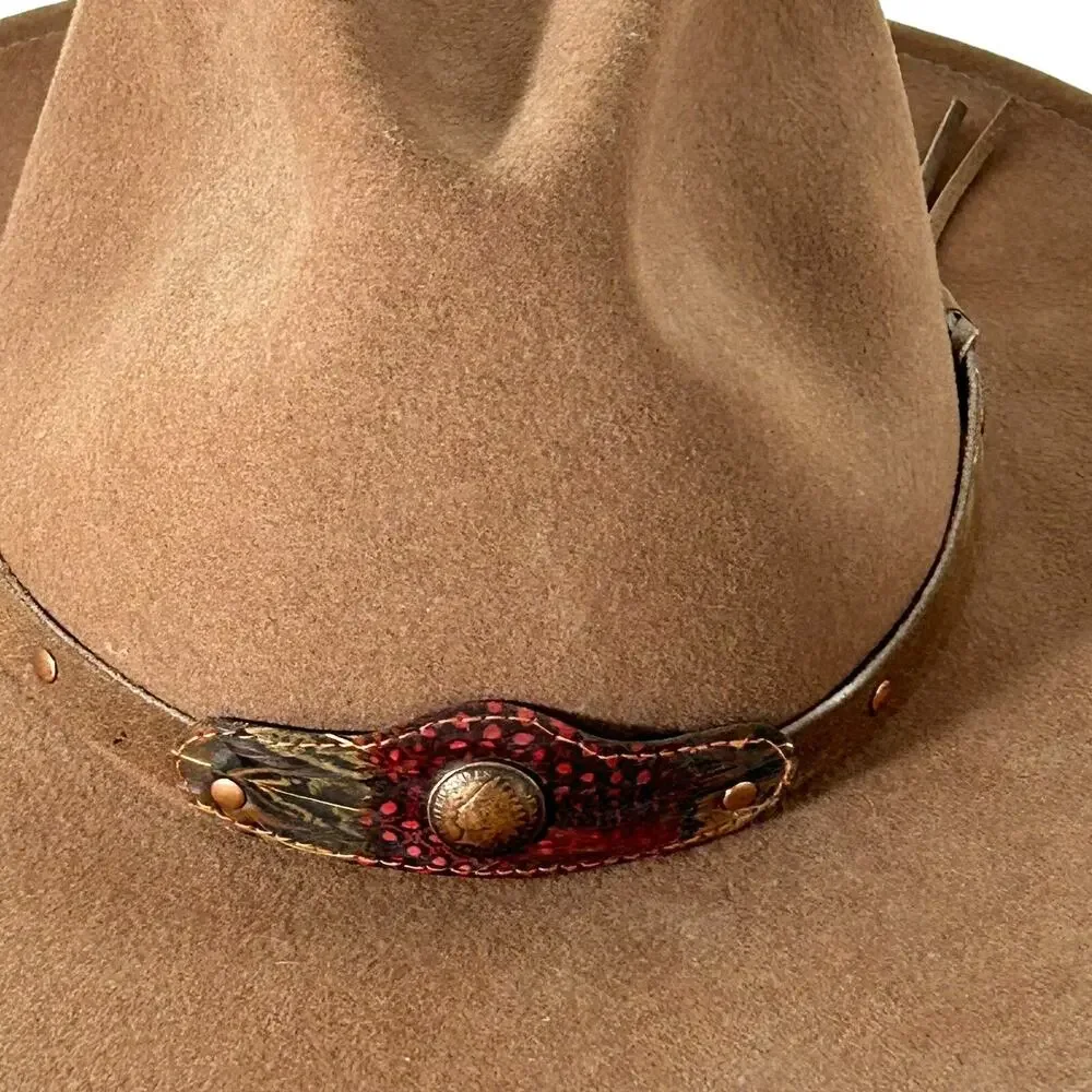 Golden Gate Hat Company Desperado Cowboy Wool Hat Small Made in USA Coin Feather
